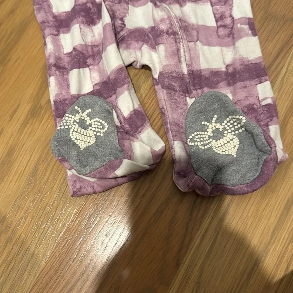 Burt's Bees purple and Gray Footies 0-3M